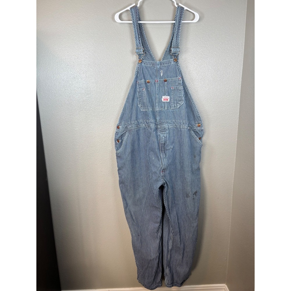 Roundhouse U.S.A‎ Mens 46x30 Carpenter Bib Overalls Striped Rockabilly Deadstock